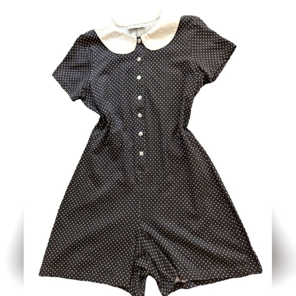 women's Y2K Energie brand black & white polka dot short‎ romper - Picture 1 of 6